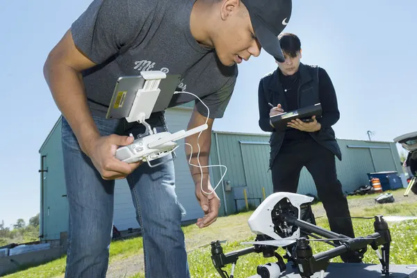Pre-flight checks on a professional drone
